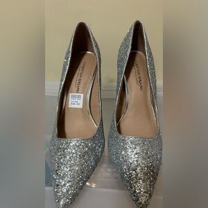 Christian Siriano silver sequin heels size 10